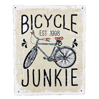 Scarthingwell Bicycle Junkie Sign Metal Wall Mounted - 25cm