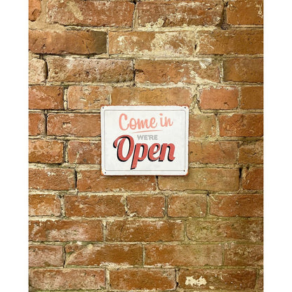 Scarthingwell Vintage Come In We're Open Sign Metal Wall Mounted - 25cm