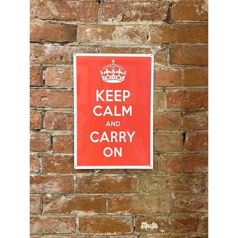 Scarthingwell Keep Calm And Carry On Sign Metal Wall Mounted - 41cm