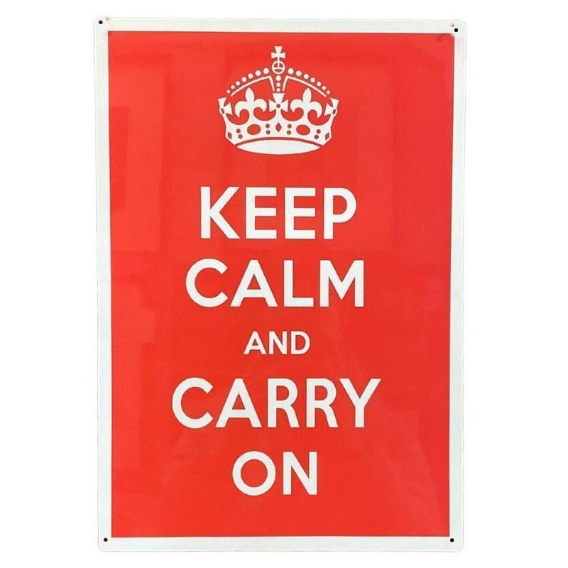 Scarthingwell Keep Calm And Carry On Sign Metal Wall Mounted - 41cm