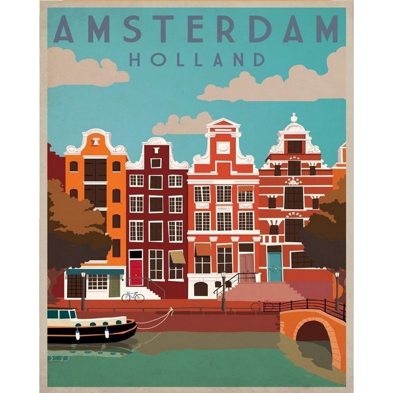 Scarthingwell Vintage Amsterdam Sign Metal Wall Mounted - 40cm