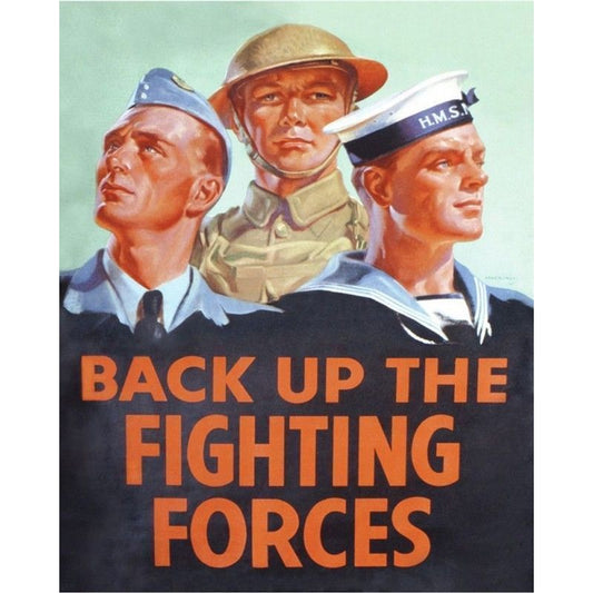 Scarthingwell Vintage Back Up The Fighting Forces Sign Metal Wall Mounted - 40cm