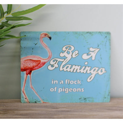 Scarthingwell Vintage Be A Flamingo Sign Metal Wall Mounted - 25cm