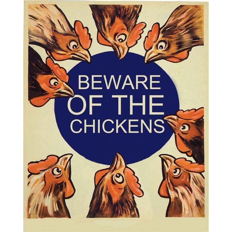 Scarthingwell Vintage Beware Of The Chickens Sign Metal Wall Mounted - 40cm