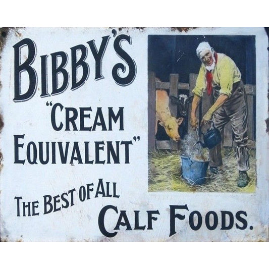 Scarthingwell Vintage Bibby's Calf Foods Sign Metal Wall Mounted - 42cm