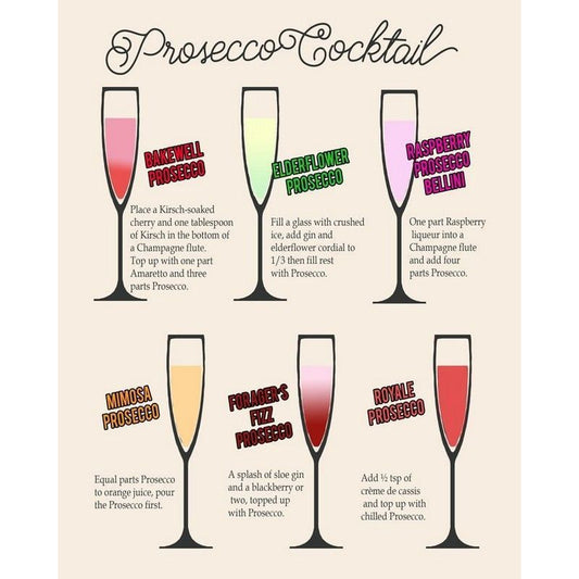 Scarthingwell Vintage Prosecco Cocktail Recipes Sign Metal Wall Mounted - 42cm