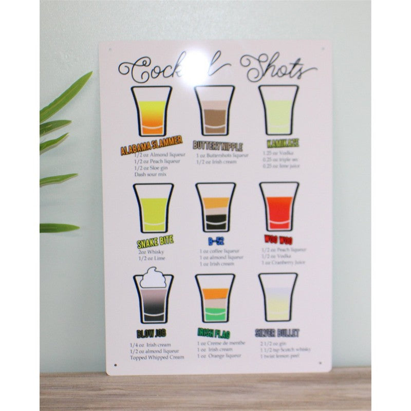 Scarthingwell Vintage Cocktail Shot Recipes Sign Metal Wall Mounted - 42cm