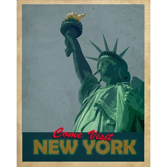 Scarthingwell Vintage Come Visit New York Sign Metal Wall Mounted - 42cm