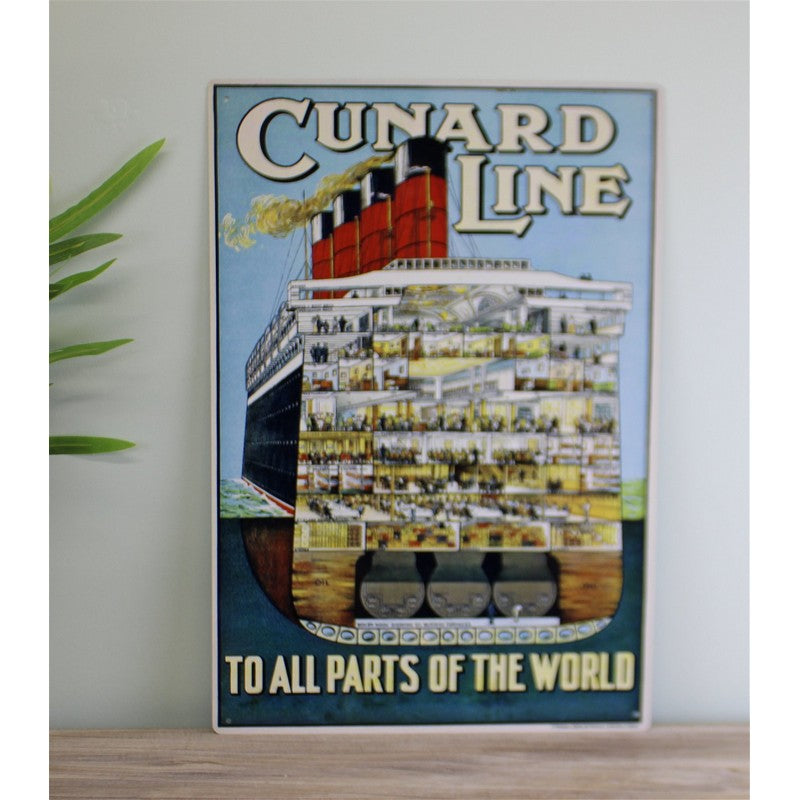 Scarthingwell Vintage Cunard Line Sign Metal Wall Mounted - 42cm