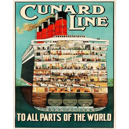 Scarthingwell Vintage Cunard Line Sign Metal Wall Mounted - 42cm