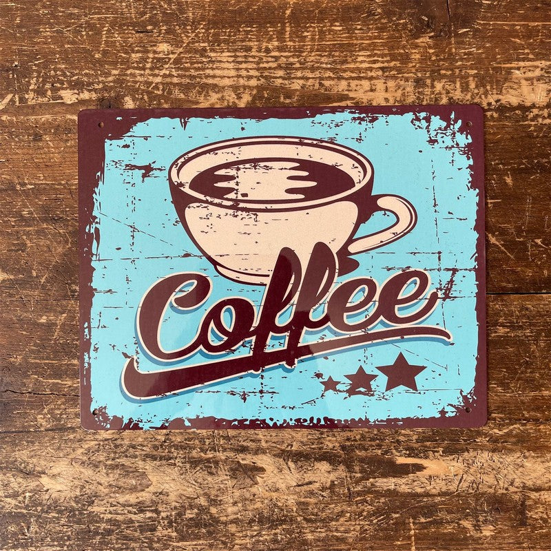 Scarthingwell Vintage Coffee Sign Metal Wall Mounted - 27cm