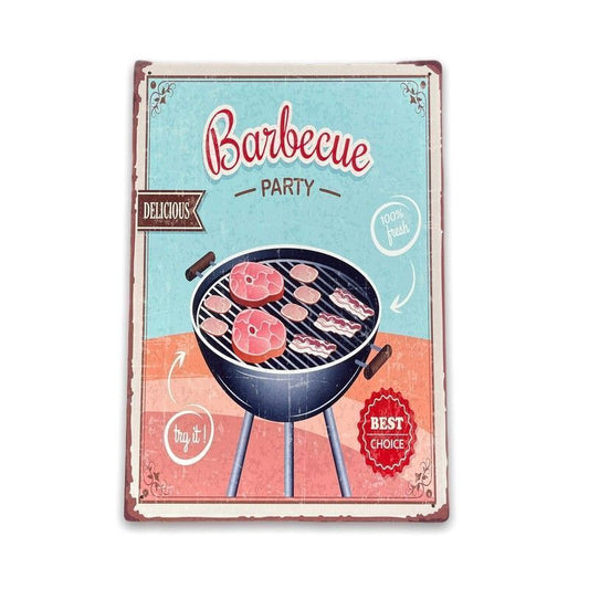 Scarthingwell Vintage Barbecue Party Sign Metal Wall Mounted - 42cm