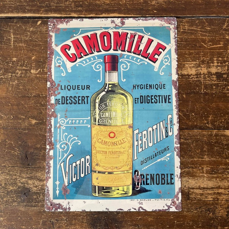 Scarthingwell Vintage Camomille Liqueur Sign Metal Wall Mounted - 42cm