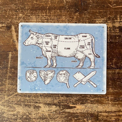 Scarthingwell Vintage Butchers Cuts Of Beef Sign Metal Wall Mounted - 27cm