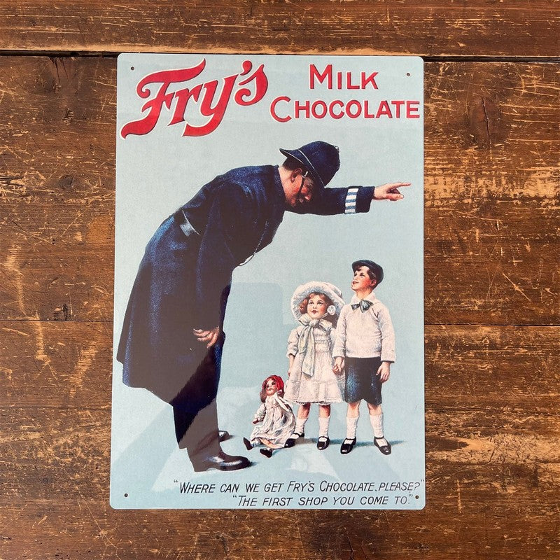 Scarthingwell Vintage Fry's Milk Chocolate Sign Metal Wall Mounted - 42cm