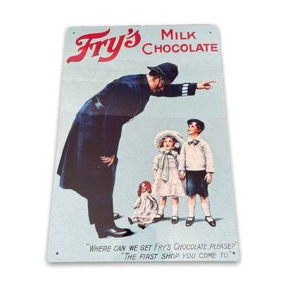 Scarthingwell Vintage Fry's Milk Chocolate Sign Metal Wall Mounted - 42cm