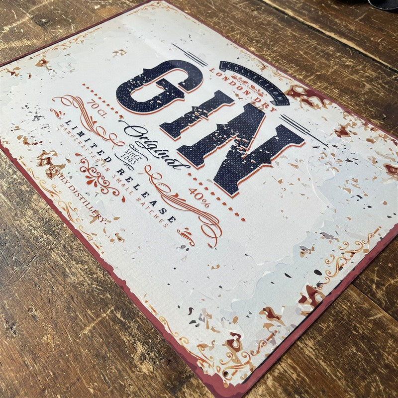 Scarthingwell Vintage London Dry Gin Sign Metal Wall Mounted - 42cm