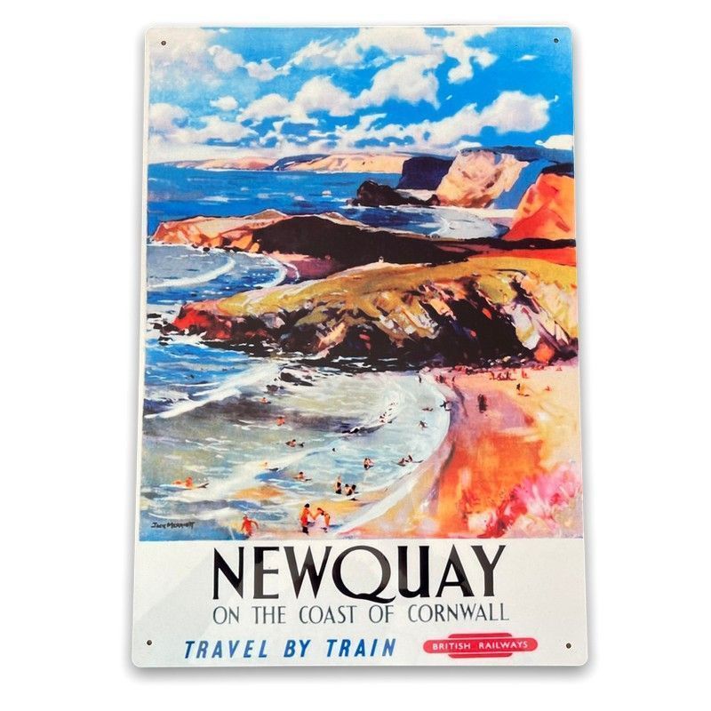 Scarthingwell Vintage British Railways Newquay Sign Metal Wall Mounted - 42cm