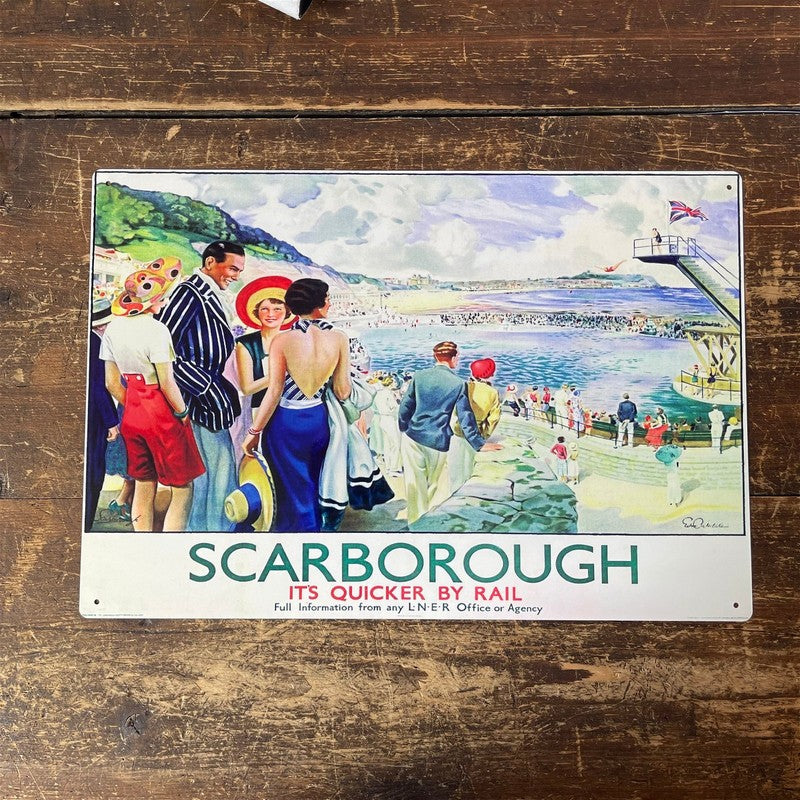 Scarthingwell Vintage British Railways Scarborough Sign Metal Wall Mounted - 42cm