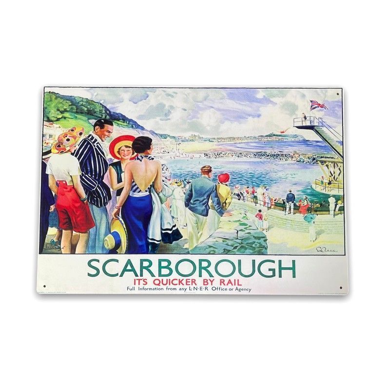 Scarthingwell Vintage British Railways Scarborough Sign Metal Wall Mounted - 42cm