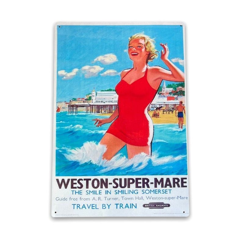 Scarthingwell Vintage British Railways Weston-Super-Mare Sign Metal Wall Mounted - 42cm