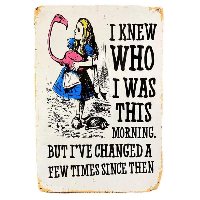 Scarthingwell Alice in Wonderland I Knew Who I Was, But I've Changed Sign Metal Wall Mounted - 28cm