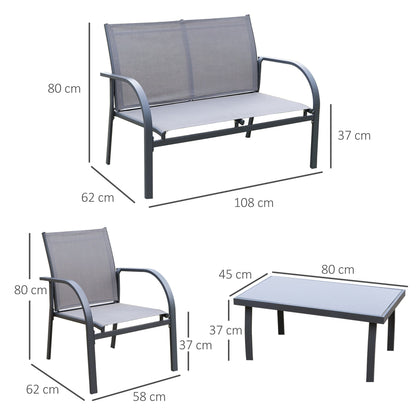 4-Piece Curved Steel Outdoor Furniture Set w/ Loveseat