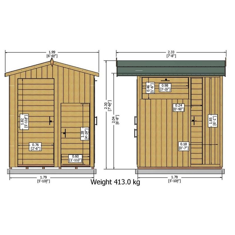 Shire Shire Multi 6' 6" x 7' 7" Pent Garden Store - Premium Dip Treated Shiplap