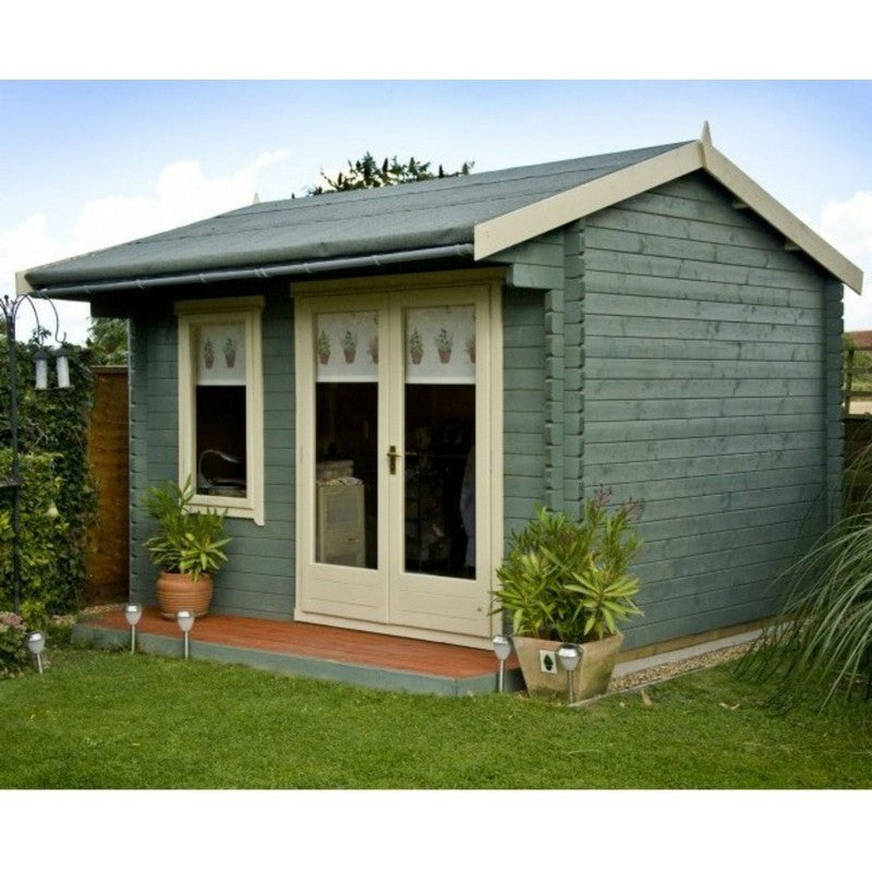 Shire Shire Marlborough 13' 8" x 9' 9" Reverse Apex Log Cabin - Premium 34mm Cladding Tongue & Groove