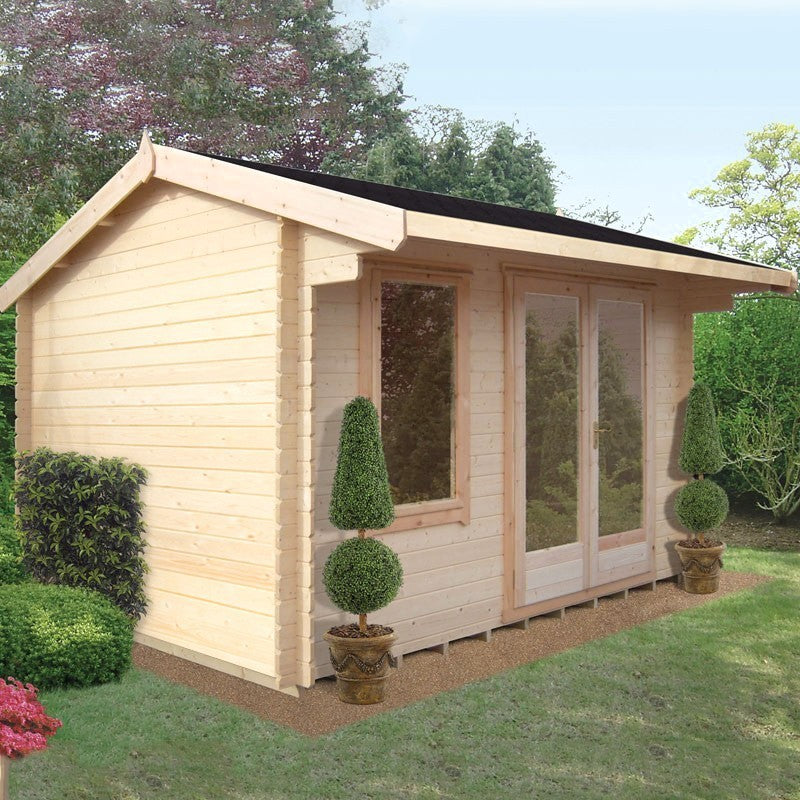 Shire Shire Marlborough 11' 9" x 9' 9" Reverse Apex Log Cabin - Premium 34mm Cladding Tongue & Groove