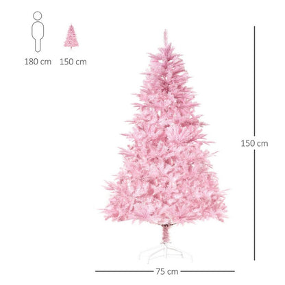 Homcom 5ft Christmas Tree Artificial - Pink 576 Tips