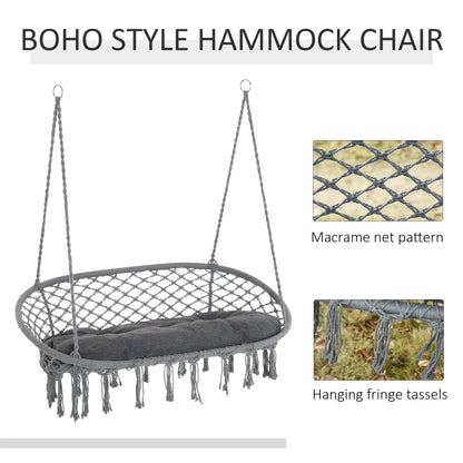 2 Seater Hanging Hammock Chair with Soft Cushion