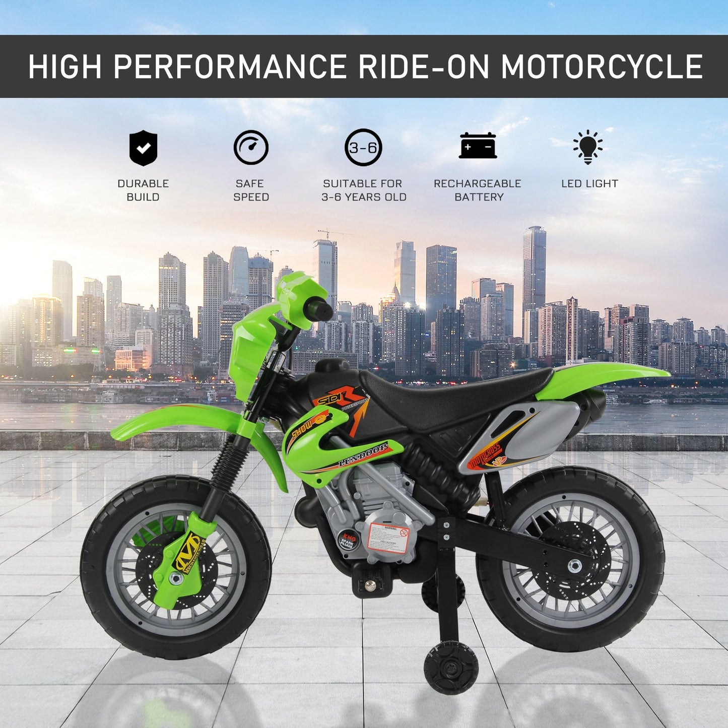 6V PP Electric Motorcycle for Kids Ride on Toys with Effects Green