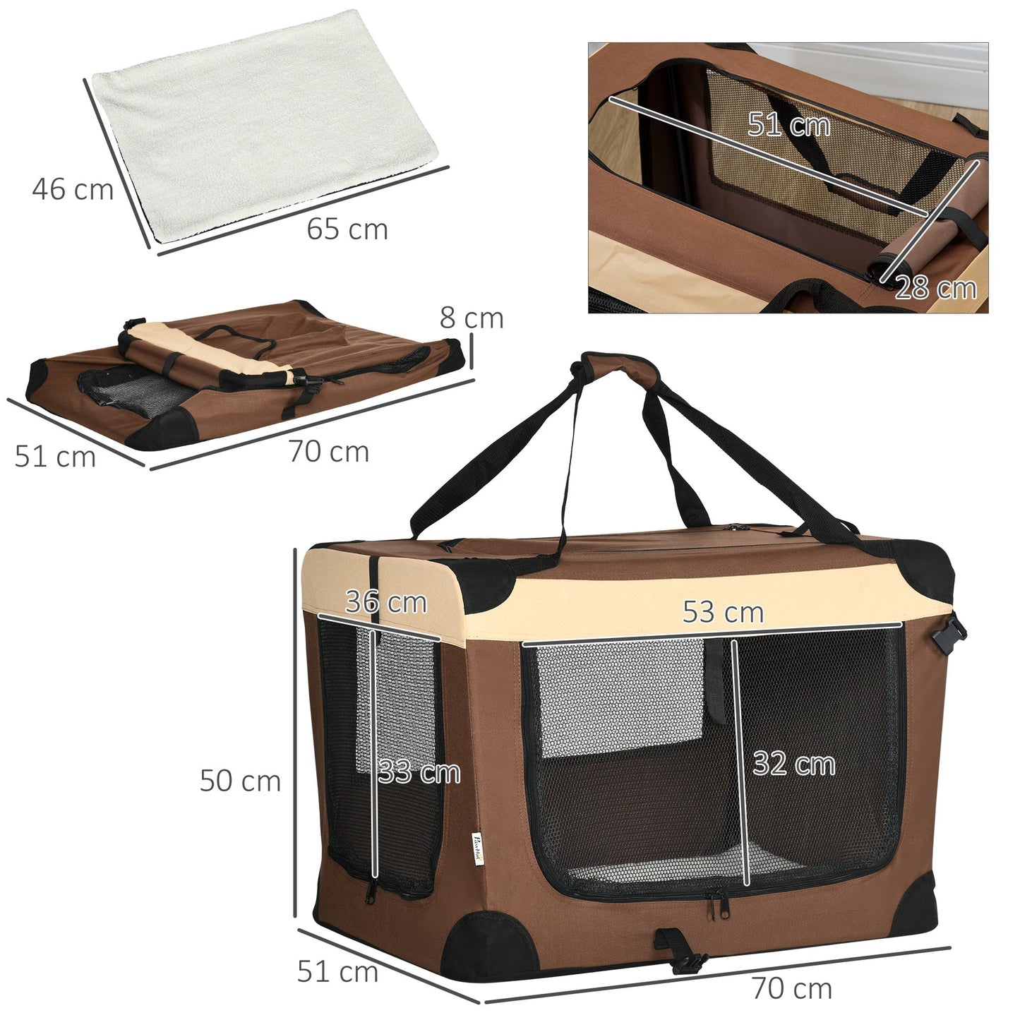 PawHut 70cm Foldable Pet Carrier