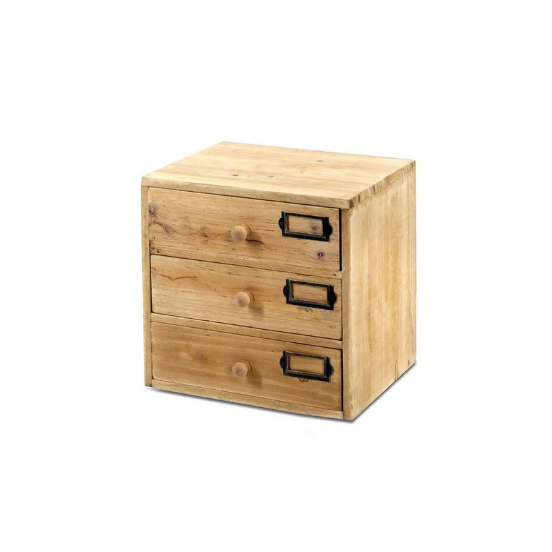 Wood Organiser 3 Drawers 28cm - Natural