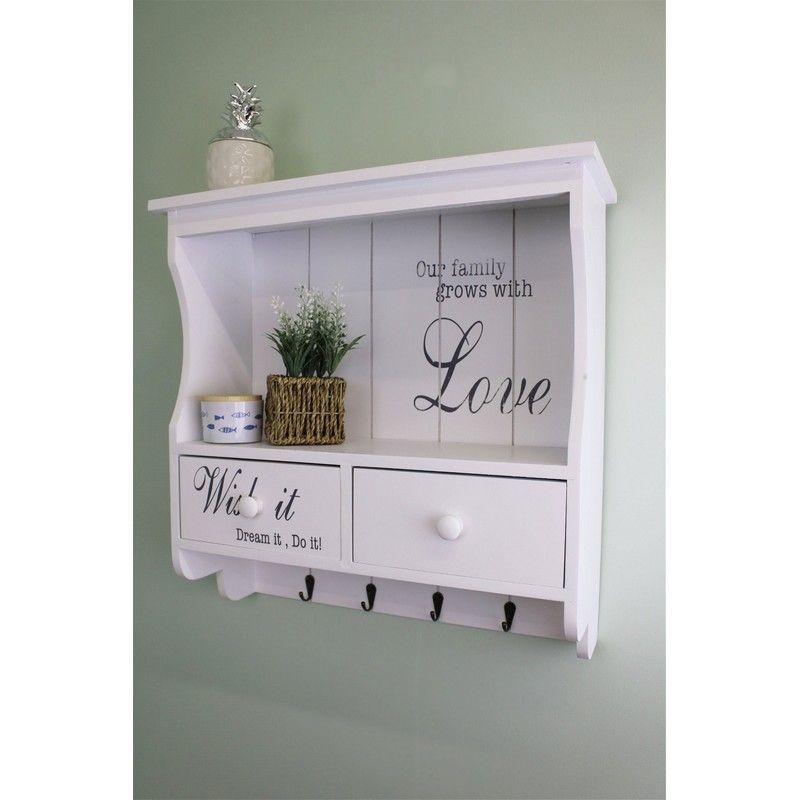 Geko Country Cottage Shelving Unit Wood White 2 Shelves 2 Drawers