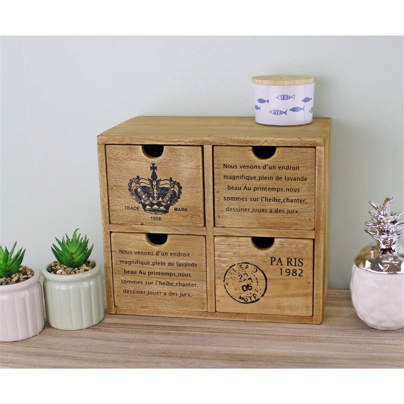 Geko Wood Organiser 4 Drawers 26cm - Natural