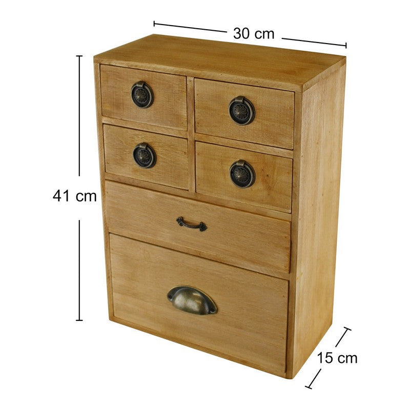 Geko Wood Organiser 6 Drawers 41cm - Natural