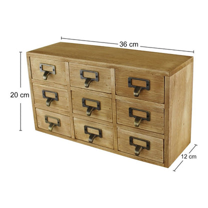 Geko Wood Organiser 9 Drawers 36cm - Natural