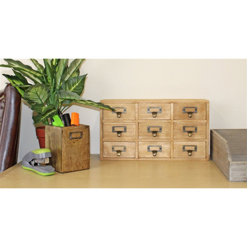 Geko Wood Organiser 9 Drawers 36cm - Natural