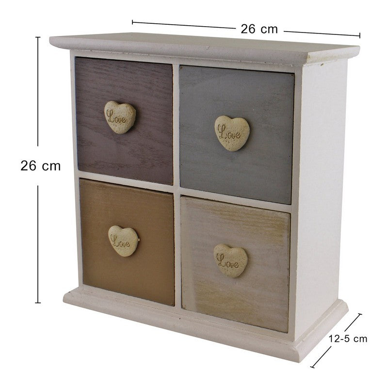 Geko Wood Organiser 4 Drawers 26cm - Multi Coloured