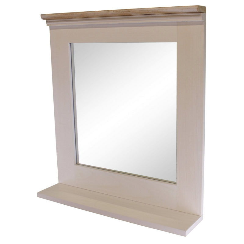 Natural Wall Mirror Wood Off-white 60cm