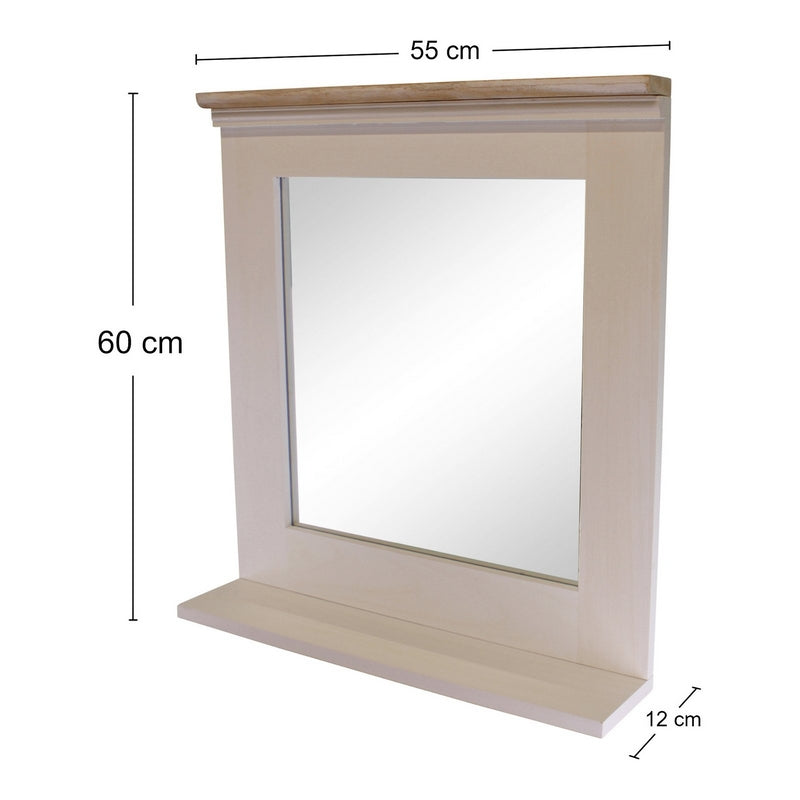 Natural Wall Mirror Wood Off-white 60cm