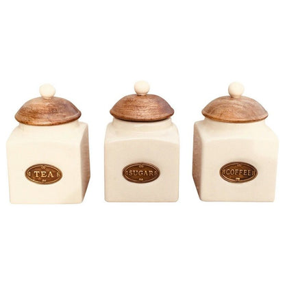 3 x Ceramic Jars 29cm - Cream Country Cottage