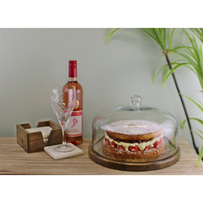 Scarthingwell Cake Stand Glass & Wood - 30.5cm