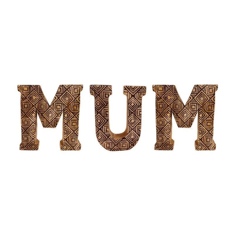 Scarthingwell Mum Letters Wood with Geometric Pattern - 56.5cm