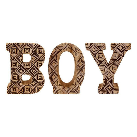 Scarthingwell Boy Letters Wood with Geometric Pattern - 45.5cm