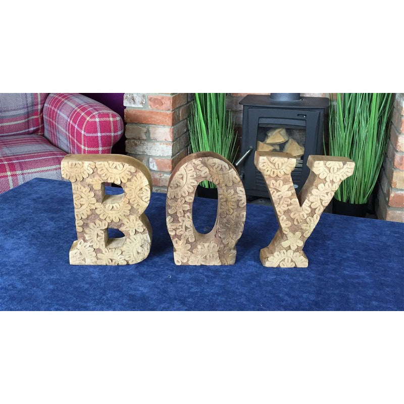 Scarthingwell Boy Letters Wood with Flower Pattern - 45.5cm