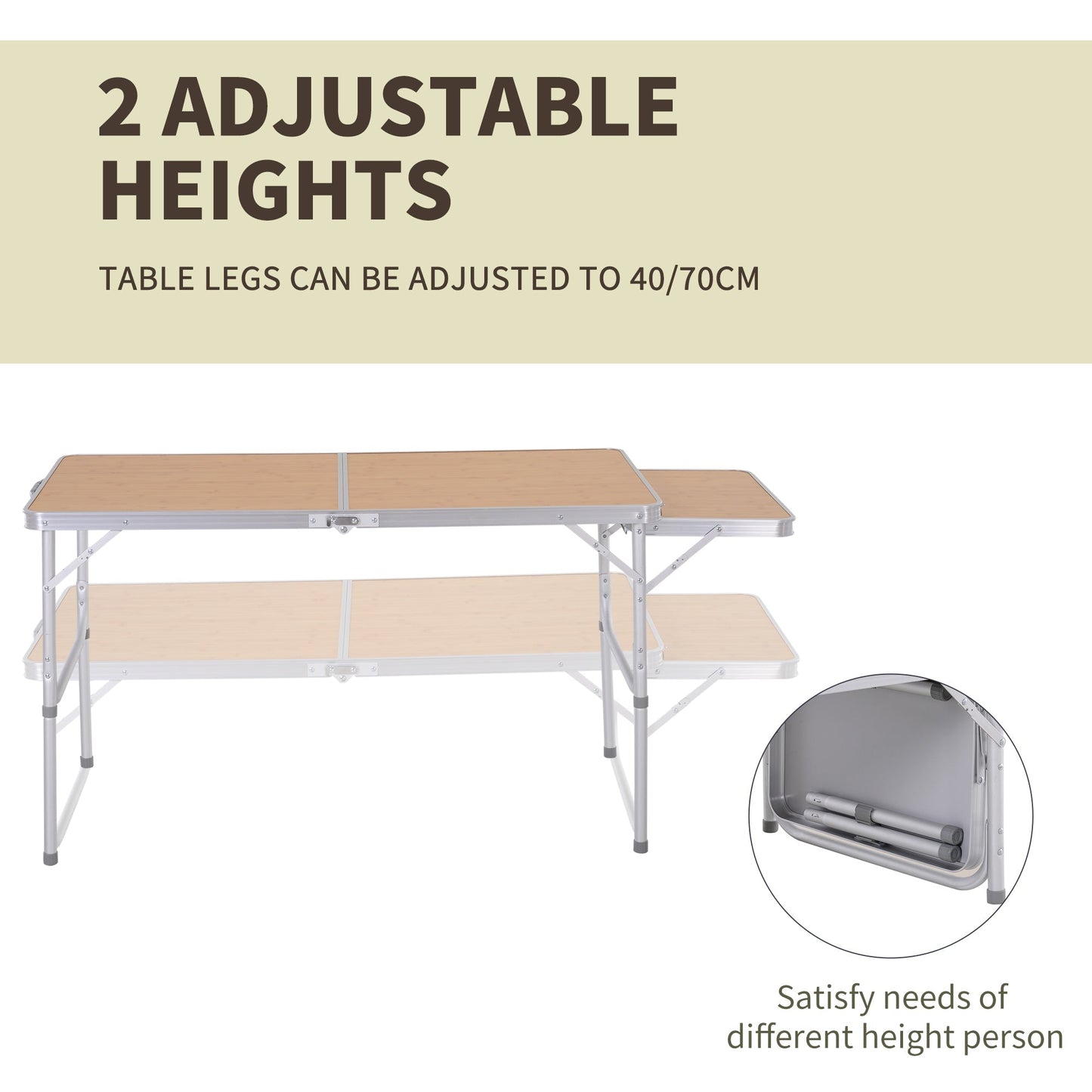 Aluminium Medium-density fibreboard-Top 4ft Folding Portable Outdoor Table Silver