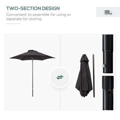 2m Aluminium Pole Garden Parasol - Black